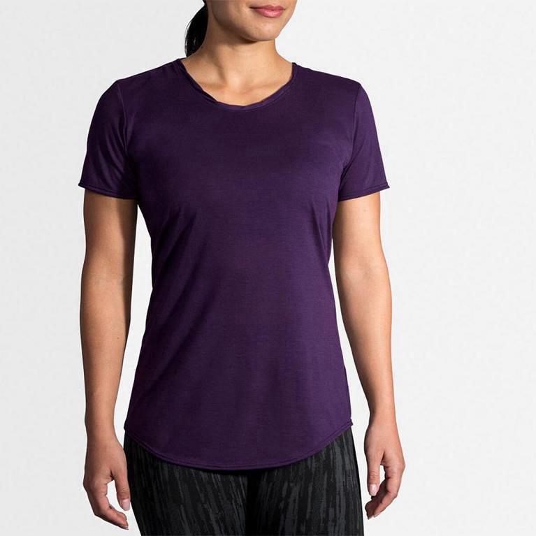 Brooks Distance NZ - Women's Short Sleeve Running Shirt - Purple (03867-GURS)